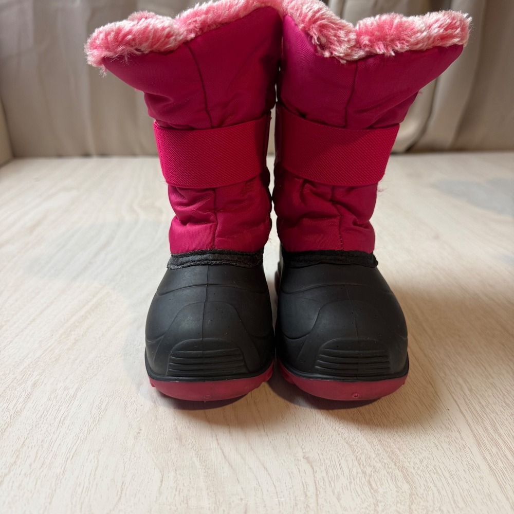 Kamik Girls Pink Faux Fur Trim Insulated Winter Snow Boots Size 8 Child